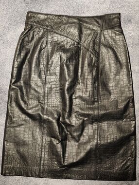 Vintage Black Leather Pencil Skirt